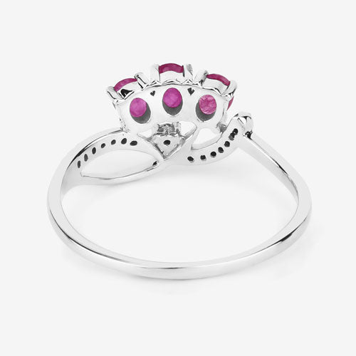 Bids.com 0.71 Carat Genuine Ruby and White Diamond 14K White Gold Ring Rings White Smoke size 5.00,size 6.00,size 7.00,size 8.00,size 9.00