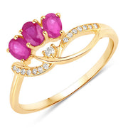 Bids.com 0.71 Carat Genuine Ruby and White Diamond 14K Yellow Gold Ring Rings White Smoke size 5.00,size 6.00,size 7.00,size 8.00,size 9.00