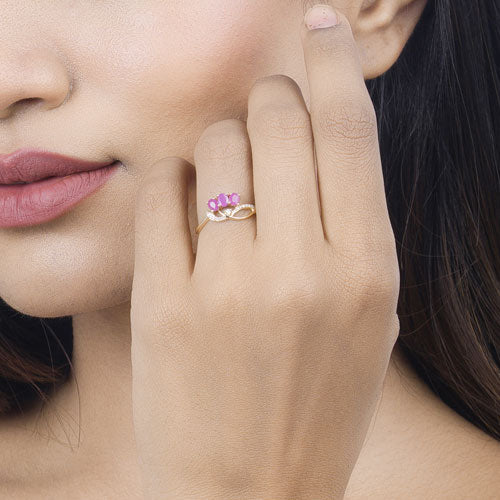 Bids.com 0.71 Carat Genuine Ruby and White Diamond 14K Yellow Gold Ring Rings Tan size 5.00,size 6.00,size 7.00,size 8.00,size 9.00