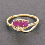 Bids.com 0.71 Carat Genuine Ruby and White Diamond 14K Yellow Gold Ring Rings Dim Gray size 5.00,size 6.00,size 7.00,size 8.00,size 9.00