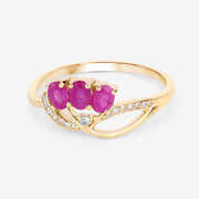 Bids.com 0.71 Carat Genuine Ruby and White Diamond 14K Yellow Gold Ring Rings White Smoke size 5.00,size 6.00,size 7.00,size 8.00,size 9.00