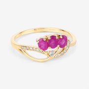 Bids.com 0.71 Carat Genuine Ruby and White Diamond 14K Yellow Gold Ring Rings White Smoke size 5.00,size 6.00,size 7.00,size 8.00,size 9.00
