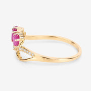 Bids.com 0.71 Carat Genuine Ruby and White Diamond 14K Yellow Gold Ring Rings White Smoke size 5.00,size 6.00,size 7.00,size 8.00,size 9.00