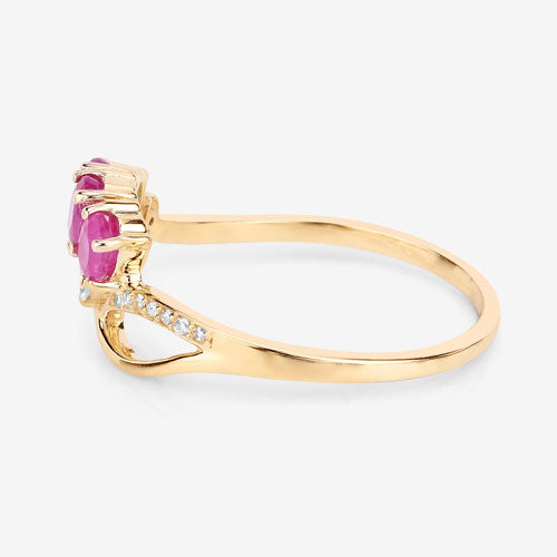 Bids.com 0.71 Carat Genuine Ruby and White Diamond 14K Yellow Gold Ring Rings White Smoke size 5.00,size 6.00,size 7.00,size 8.00,size 9.00