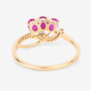 Bids.com 0.71 Carat Genuine Ruby and White Diamond 14K Yellow Gold Ring Rings White Smoke size 5.00,size 6.00,size 7.00,size 8.00,size 9.00