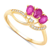 Bids.com 0.71 Carat Genuine Ruby and White Diamond 14K Yellow Gold Ring Rings White Smoke size 5.00,size 6.00,size 7.00,size 8.00,size 9.00