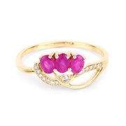 Bids.com 0.71 Carat Genuine Ruby and White Diamond 14K Yellow Gold Ring Rings White Smoke size 5.00,size 6.00,size 7.00,size 8.00,size 9.00