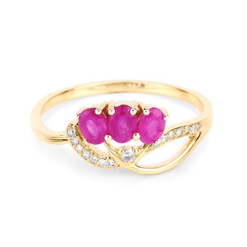 Bids.com 0.71 Carat Genuine Ruby and White Diamond 14K Yellow Gold Ring Rings White Smoke size 5.00,size 6.00,size 7.00,size 8.00,size 9.00