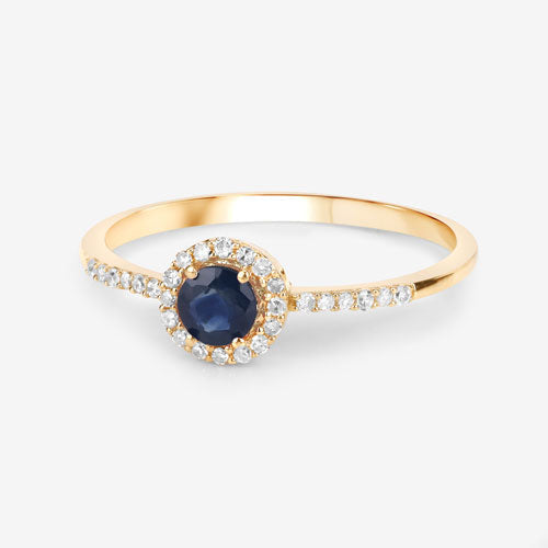 Bids.com 0.38 Carat Genuine Blue Sapphire and White Diamond 14K Yellow Gold Ring Rings White Smoke size 5.00,size 6.00,size 7.00,size 8.00,size 9.00