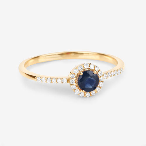 Bids.com 0.38 Carat Genuine Blue Sapphire and White Diamond 14K Yellow Gold Ring Rings White Smoke size 5.00,size 6.00,size 7.00,size 8.00,size 9.00