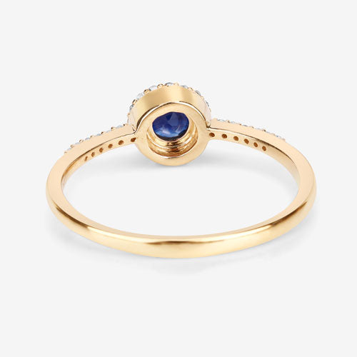 Bids.com 0.38 Carat Genuine Blue Sapphire and White Diamond 14K Yellow Gold Ring Rings White Smoke size 5.00,size 6.00,size 7.00,size 8.00,size 9.00