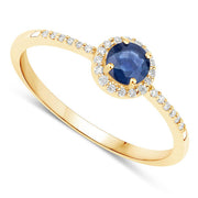 Bids.com 0.38 Carat Genuine Blue Sapphire and White Diamond 14K Yellow Gold Ring Rings White Smoke size 5.00,size 6.00,size 7.00,size 8.00,size 9.00