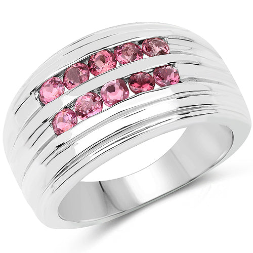 Bids.com 1.00 Carat Genuine Pink Tourmaline .925 Sterling Silver Ring Rings White Smoke size 6.00,size 8.00,size 7.00,size 9.00