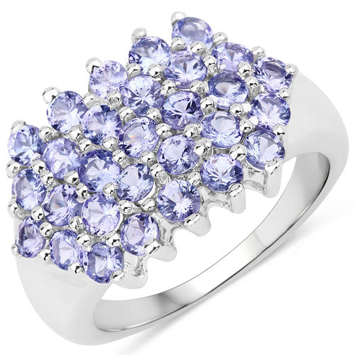 Bids.com 2.03 Carat Genuine Tanzanite .925 Sterling Silver Ring Rings White Smoke size 6.50,size 7.50,size 6.00,size 7.00,size 8.00,size 9.00,size 5.00