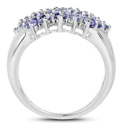 Bids.com 2.03 Carat Genuine Tanzanite .925 Sterling Silver Ring Rings White Smoke size 6.50,size 7.50,size 6.00,size 7.00,size 8.00,size 9.00,size 5.00