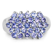 Bids.com 2.03 Carat Genuine Tanzanite .925 Sterling Silver Ring Rings White Smoke size 6.50,size 7.50,size 6.00,size 7.00,size 8.00,size 9.00,size 5.00