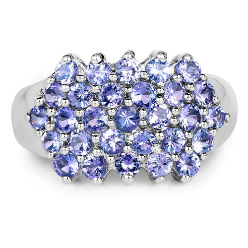 Bids.com 2.03 Carat Genuine Tanzanite .925 Sterling Silver Ring Rings White Smoke size 6.50,size 7.50,size 6.00,size 7.00,size 8.00,size 9.00,size 5.00