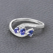 Bids.com 0.51 Carat Genuine Tanzanite and White Diamond 14K White Gold Ring Rings Dim Gray size 7.00,size 5.00,size 6.00,size 8.00,size 9.00