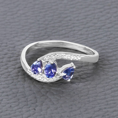 Bids.com 0.51 Carat Genuine Tanzanite and White Diamond 14K White Gold Ring Rings Dim Gray size 7.00,size 5.00,size 6.00,size 8.00,size 9.00