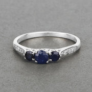 Bids.com 0.56 Carat Genuine Blue Sapphire and White Diamond 14K White Gold Ring Rings Light Slate Gray size 5.00,size 6.00,size 7.00,size 8.00,size 9.00
