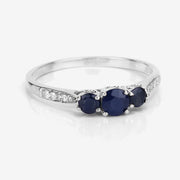 Bids.com 0.56 Carat Genuine Blue Sapphire and White Diamond 14K White Gold Ring Rings White Smoke size 5.00,size 6.00,size 7.00,size 8.00,size 9.00