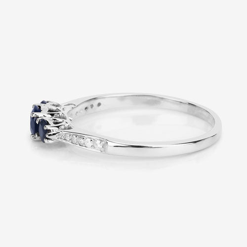 Bids.com 0.56 Carat Genuine Blue Sapphire and White Diamond 14K White Gold Ring Rings Lavender size 5.00,size 6.00,size 7.00,size 8.00,size 9.00