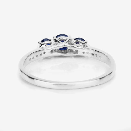 Bids.com 0.56 Carat Genuine Blue Sapphire and White Diamond 14K White Gold Ring Rings White Smoke size 5.00,size 6.00,size 7.00,size 8.00,size 9.00