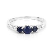 Bids.com 0.56 Carat Genuine Blue Sapphire and White Diamond 14K White Gold Ring Rings White Smoke size 5.00,size 6.00,size 7.00,size 8.00,size 9.00