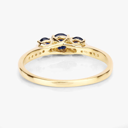 Bids.com 0.56 Carat Genuine Blue Sapphire and White Diamond 14K Yellow Gold Ring Rings White Smoke size 5.00,size 6.00,size 7.00,size 8.00,size 9.00