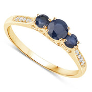 Bids.com 0.56 Carat Genuine Blue Sapphire and White Diamond 14K Yellow Gold Ring Rings White Smoke size 5.00,size 6.00,size 7.00,size 8.00,size 9.00