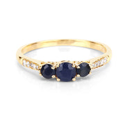 Bids.com 0.56 Carat Genuine Blue Sapphire and White Diamond 14K Yellow Gold Ring Rings White Smoke size 5.00,size 6.00,size 7.00,size 8.00,size 9.00