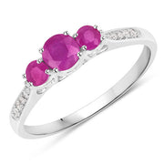 Bids.com 0.61 Carat Genuine Ruby and White Diamond 14K White Gold Ring Rings White Smoke size 5.00,size 6.00,size 7.00,size 8.00,size 9.00
