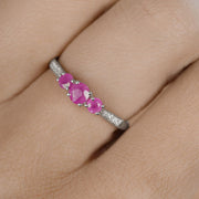 Bids.com 0.61 Carat Genuine Ruby and White Diamond 14K White Gold Ring Rings Rosy Brown size 5.00,size 6.00,size 7.00,size 8.00,size 9.00