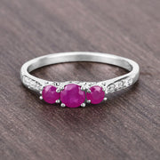 Bids.com 0.61 Carat Genuine Ruby and White Diamond 14K White Gold Ring Rings Slate Gray size 5.00,size 6.00,size 7.00,size 8.00,size 9.00