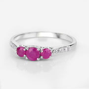 Bids.com 0.61 Carat Genuine Ruby and White Diamond 14K White Gold Ring Rings Lavender size 5.00,size 6.00,size 7.00,size 8.00,size 9.00