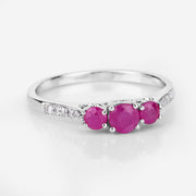 Bids.com 0.61 Carat Genuine Ruby and White Diamond 14K White Gold Ring Rings Lavender size 5.00,size 6.00,size 7.00,size 8.00,size 9.00