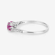 Bids.com 0.61 Carat Genuine Ruby and White Diamond 14K White Gold Ring Rings White Smoke size 5.00,size 6.00,size 7.00,size 8.00,size 9.00