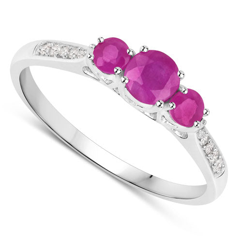 Bids.com 0.61 Carat Genuine Ruby and White Diamond 14K White Gold Ring Rings White Smoke size 5.00,size 6.00,size 7.00,size 8.00,size 9.00