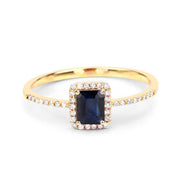 Bids.com 0.60 Carat Genuine Blue Sapphire and White Diamond 14K Yellow Gold Ring Rings White Smoke size 5.00,size 6.00,size 7.00,size 8.00,size 9.00