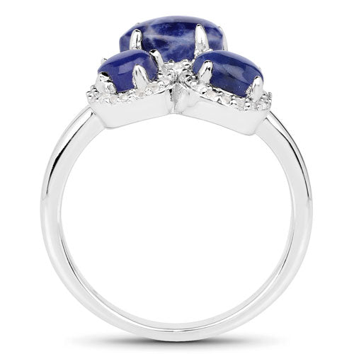 Bids.com 2.28 Carat Genuine Blue Aventurine And White Topaz .925 Sterling Silver Ring Rings White Smoke size 6.00,size 8.00,size 7.00,size 9.00