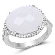 Bids.com 7.33 Carat Genuine White Rainbow Moonstone And White Topaz .925 Sterling Silver Ring Rings White Smoke size 6.00,size 7.00,size 8.00,size 9.00