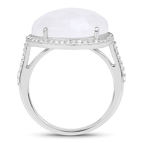 Bids.com 7.33 Carat Genuine White Rainbow Moonstone And White Topaz .925 Sterling Silver Ring Rings White Smoke size 6.00,size 7.00,size 8.00,size 9.00