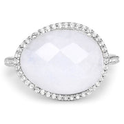 Bids.com 7.33 Carat Genuine White Rainbow Moonstone And White Topaz .925 Sterling Silver Ring Rings White Smoke size 6.00,size 7.00,size 8.00,size 9.00