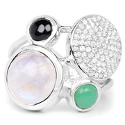 Bids.com 5.90 Carat Genuine Multi Stone .925 Sterling Silver Ring Rings White Smoke size 7.00,size 6.00,size 8.00,size 9.00
