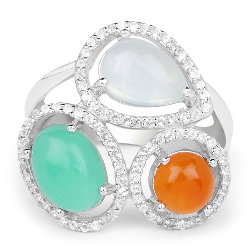 Bids.com 4.82 Carat Genuine Multi Stone .925 Sterling Silver Ring Rings White Smoke size 6.00,size 8.00,size 7.00,size 9.00