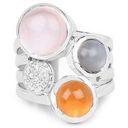 Bids.com 5.96 Carat Genuine Multi Stone .925 Sterling Silver Ring Rings White Smoke size 8.00,size 6.00,size 7.00,size 9.00