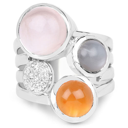 Bids.com 5.96 Carat Genuine Multi Stone .925 Sterling Silver Ring Rings White Smoke size 8.00,size 6.00,size 7.00,size 9.00