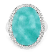 Bids.com 15.09 Carat Genuine Amazanite And White Topaz .925 Sterling Silver Ring Rings White Smoke size 6.00,size 7.00,size 8.00,size 9.00,size 5.00