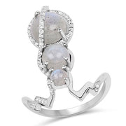 Bids.com 2.79 Carat Genuine Labradorite And White Topaz .925 Sterling Silver Ring Rings White Smoke size 7.00,size 6.00,size 8.00,size 9.00