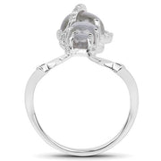 Bids.com 2.79 Carat Genuine Labradorite And White Topaz .925 Sterling Silver Ring Rings White Smoke size 7.00,size 6.00,size 8.00,size 9.00